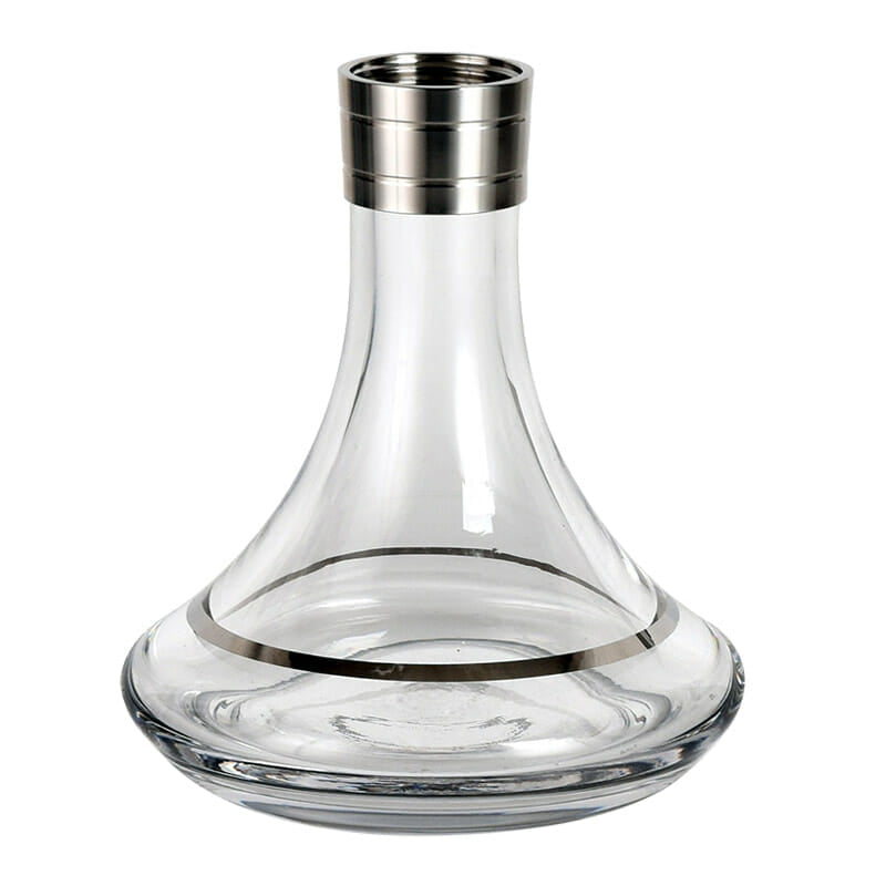 MVP 360 Clear With Silver Ring Hookah Vase