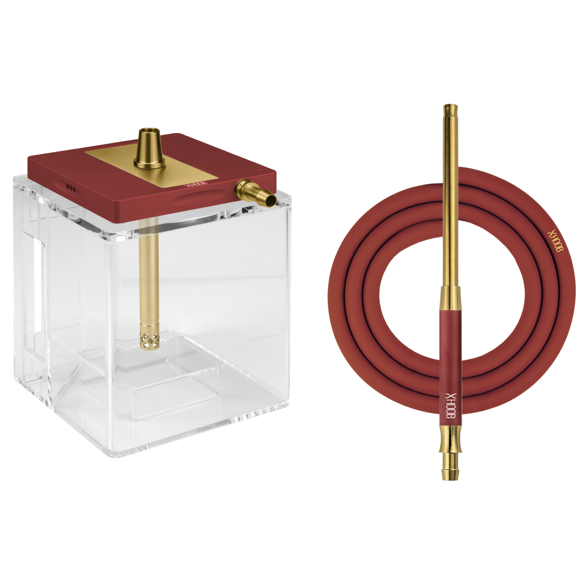 Hoob Atom Wine Red x Gold x Clear Hookah