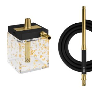 Hoob SubAtom Black x Stainless Steel x Gold Hookah
