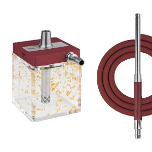 Hoob SubAtom Wine red x Stainless Steel x Gold Hookah