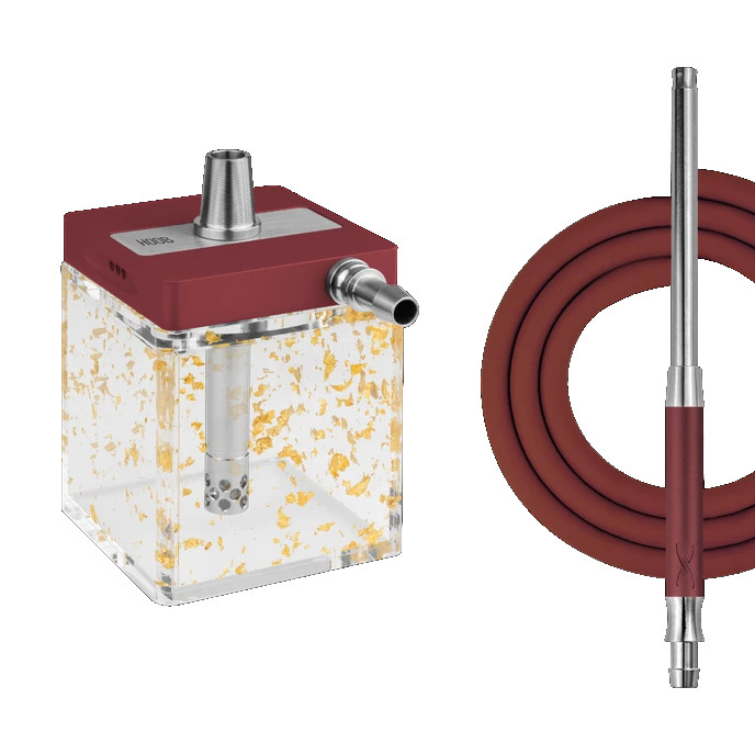 Hoob SubAtom Wine red x Stainless Steel x Gold Hookah