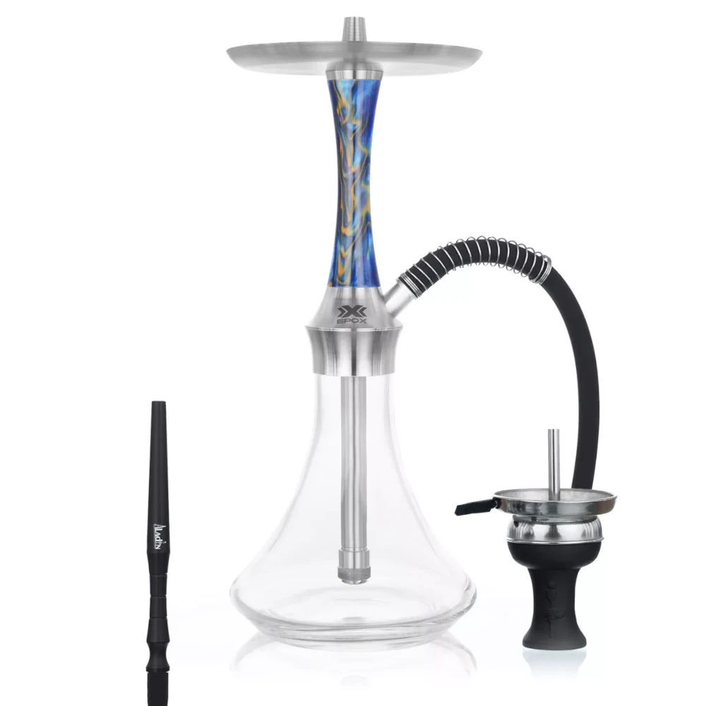 Aladin Epox 460 Dark Blue Gold Clear Hookah