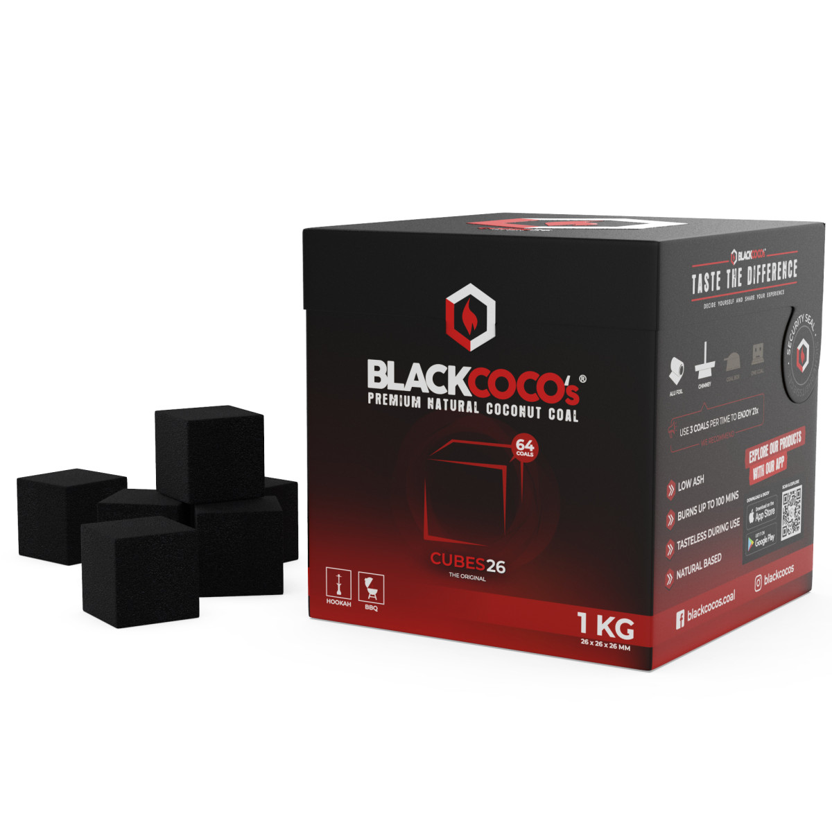 Black Coco's hookah charcoal 1kg (26mm)
