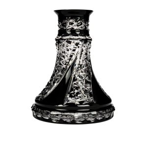 Moze Exclusive Glass Fan Cut Black Hookah Vase