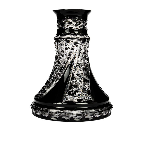 Moze Exclusive Glass Fan Cut Black Hookah Vase