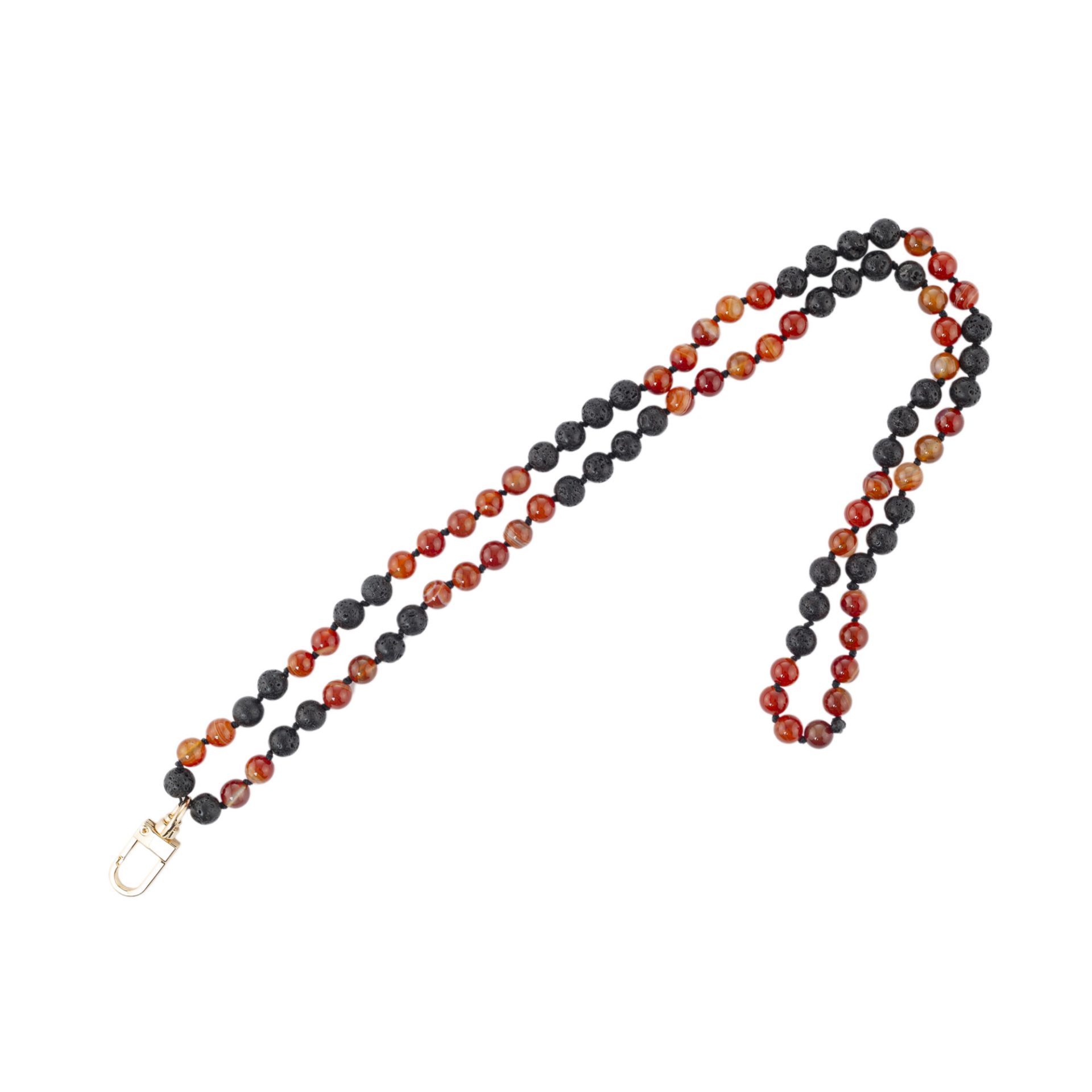 Beaded Lanyard Black Brown-White