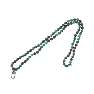 Beaded Lanyard Black Stone-Green