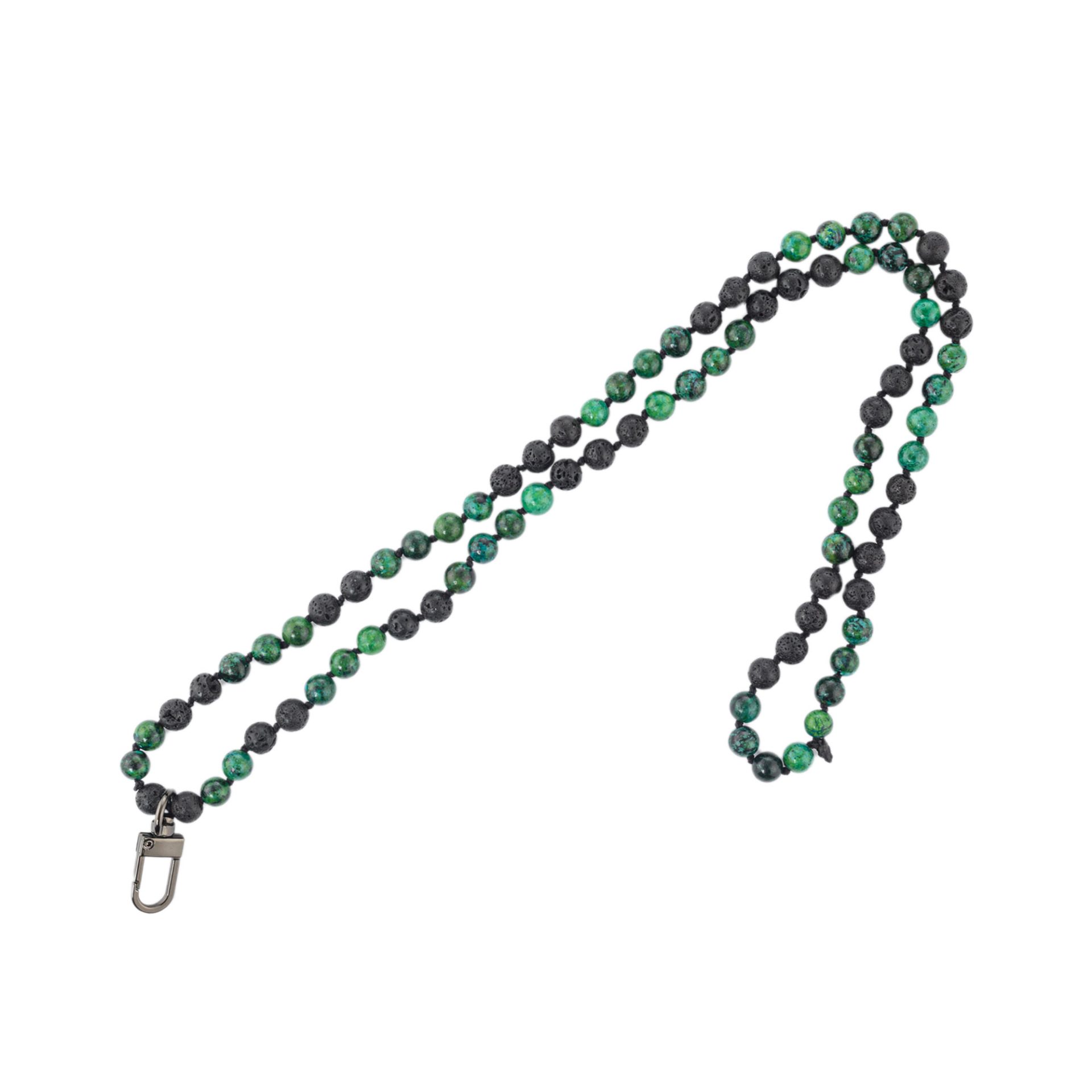 Beaded Lanyard Black Stone-Green