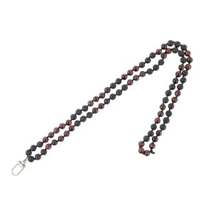 Beaded Lanyard Black Wood-Brown
