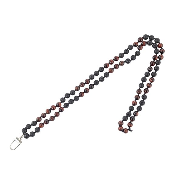 Beaded Lanyard Black Wood-Brown