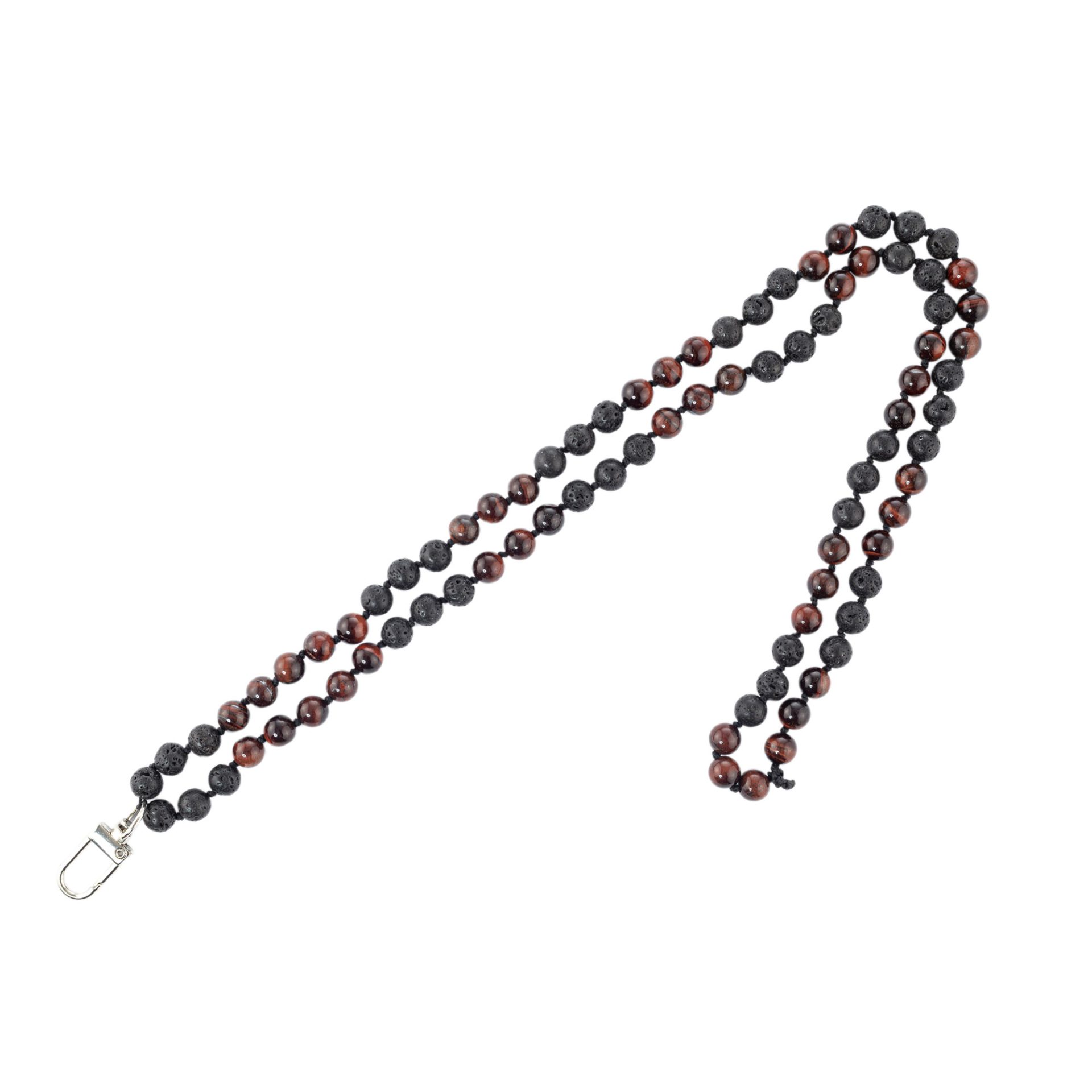 Beaded Lanyard Black Wood-Brown