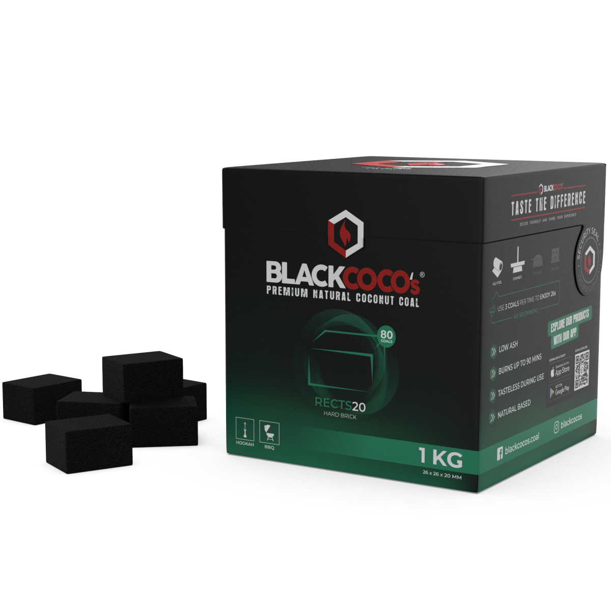 Black Coco's hookah charcoal 1kg 26mm (HoReCa)