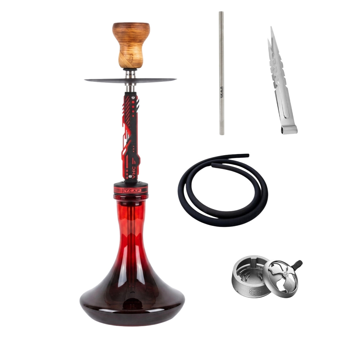 Y.K.A.P. Neo Mod Red Full Set Classic Red Smoky Hookah