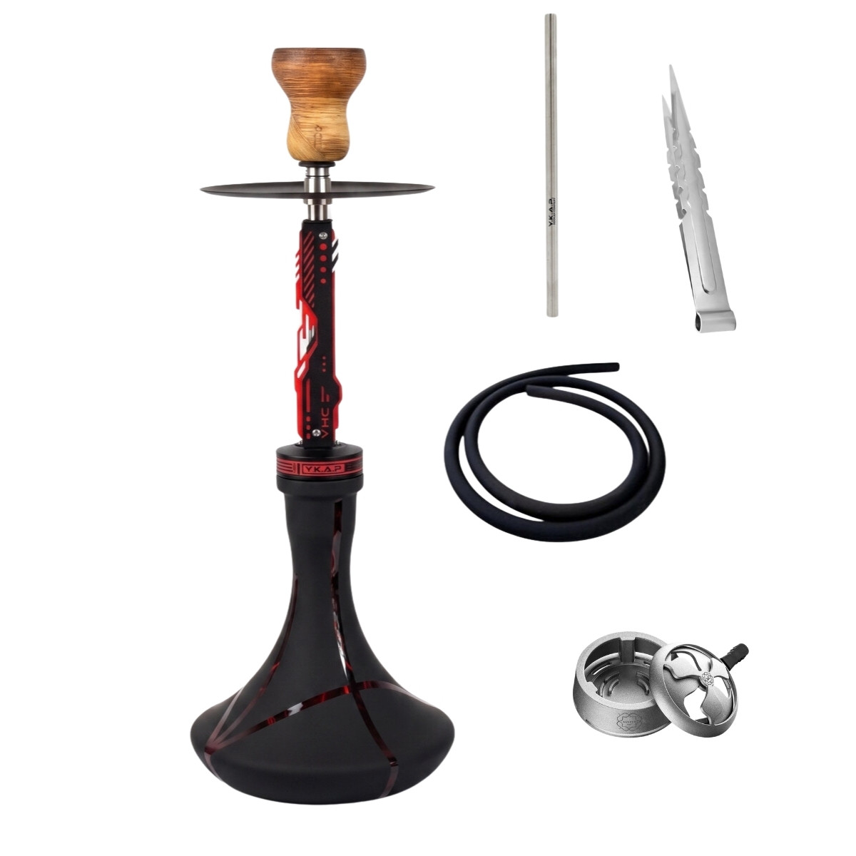 Y.K.A.P. Neo Mod Red Full Set Classic Red Stripe Hookah
